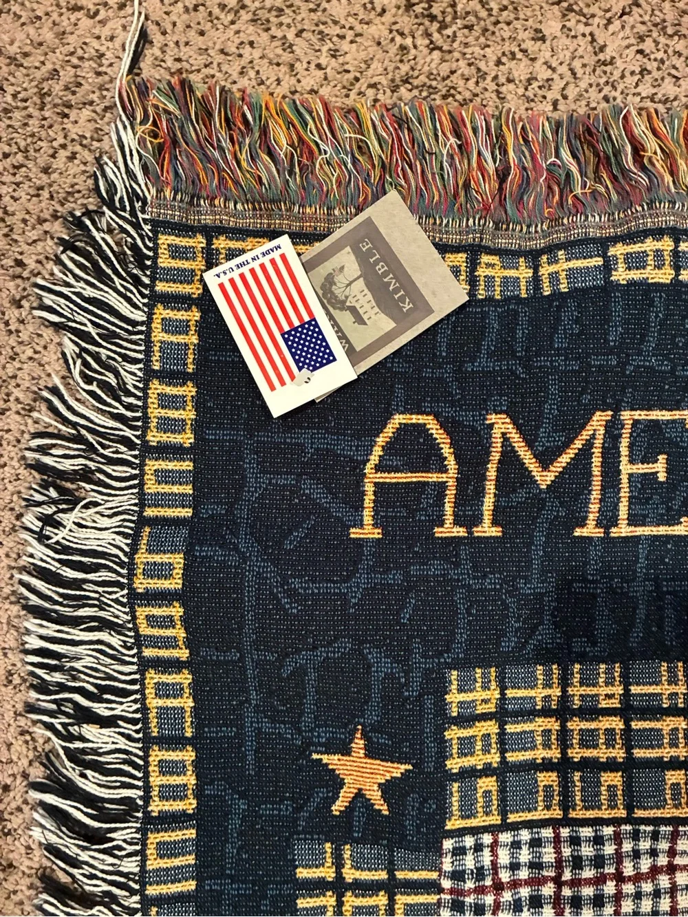 Patriotic America The Beautiful Woven cotton tapestry Blanket Warren Kimble